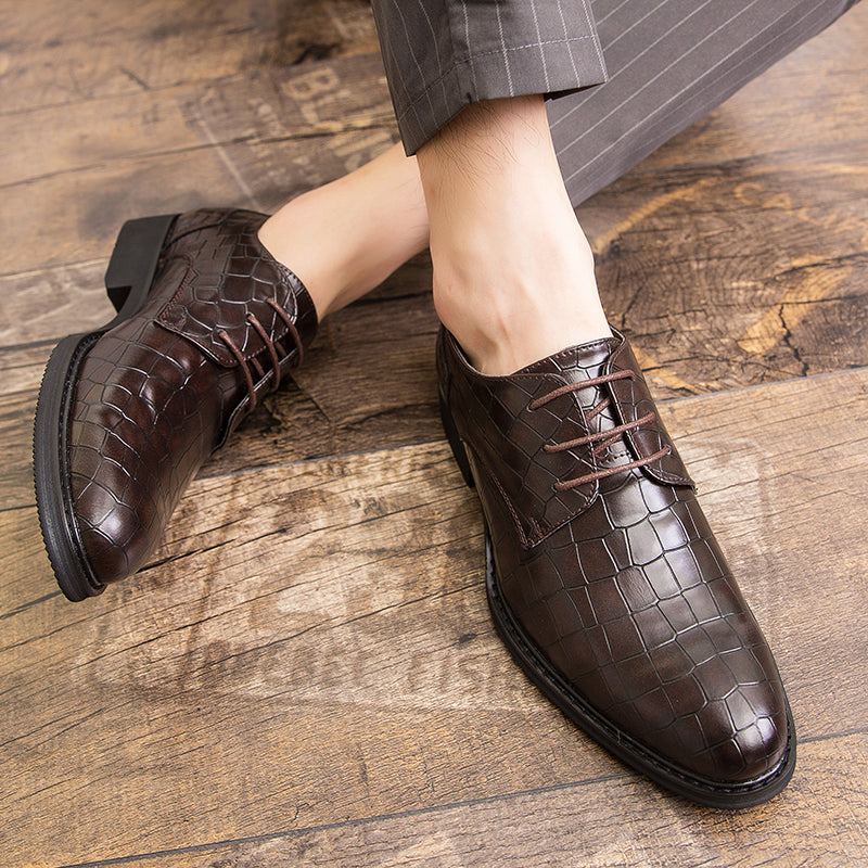 Crocodile Pattern Leather Dress Shoes Men Classic Italian Party Wedding Bussiness Loafer Hombre Lace Up Driving Shoes Footwear Price 6810