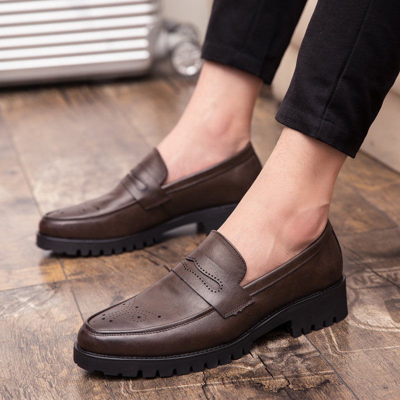 New Platform shoes Men's Casual Shoes new Spring Autumn Good Quality Leather Fashion Hot Sale Mens Anti-skid Slip On Loafers Price7665