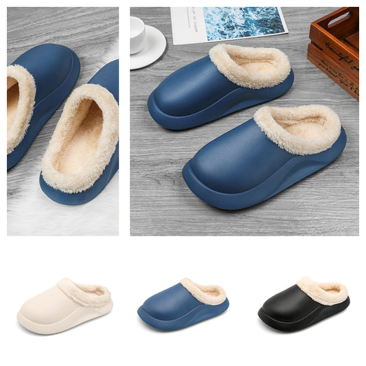 slippers feature a soft plush insole,and a rubber scuff sole to provide traction