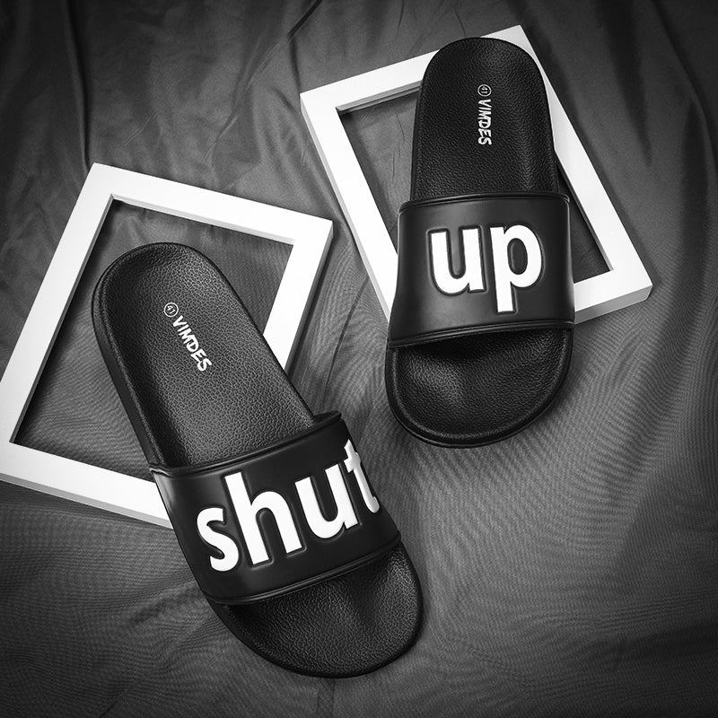 SHUT UP Slippers Casual Bathroom Bathing Sandals Indoor Outdoor Soft Sole Flip Flop  Тапочки Повседневные сандалии для купания в помещении На открытом воздухе Вьетнамки с мягкой подошвой