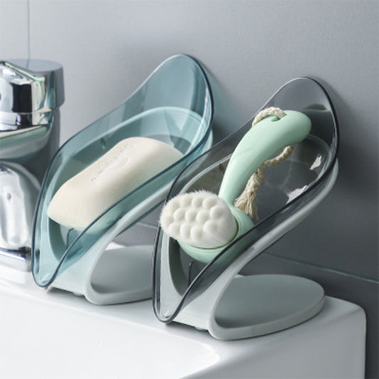 Interesting Bathroom Soap Holder Leaf Shape Soap Box Kitchen Dish Storage Box Non-slip Drain  Storage Case Container Bathroom