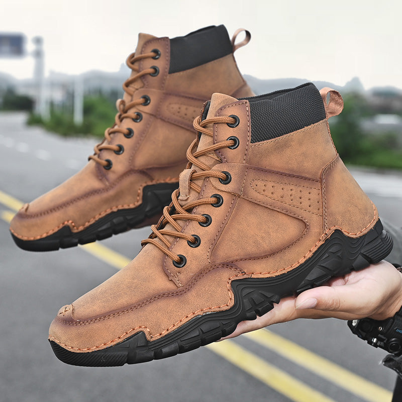 Autumn Winter Men Snow Boots Classic Casual Men's Ankle Boots Men's Leather Boots Outdoor Men Motorcycle Boots Warm Fur Boots Jason 8906