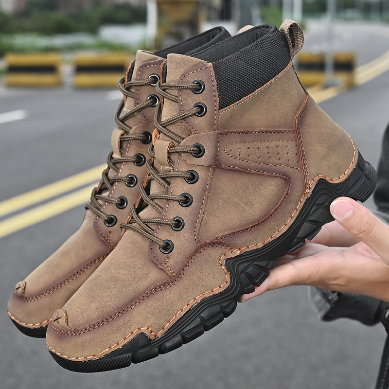 Autumn Winter Men Snow Boots Classic Casual Men's Ankle Boots Men's Leather Boots Outdoor Men Motorcycle Boots Warm Fur Boots Jason 8906