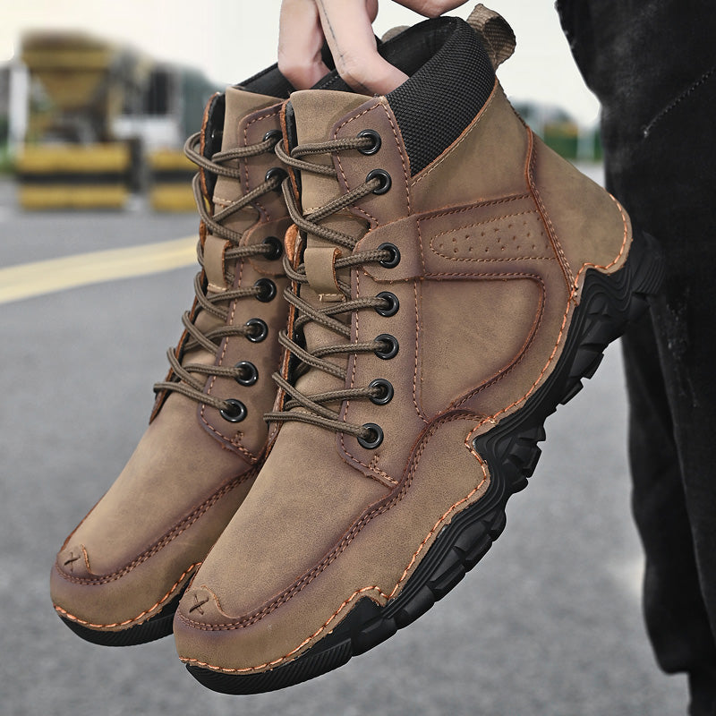 Autumn Winter Men Snow Boots Classic Casual Men's Ankle Boots Men's Leather Boots Outdoor Men Motorcycle Boots Warm Fur Boots Jason 8906