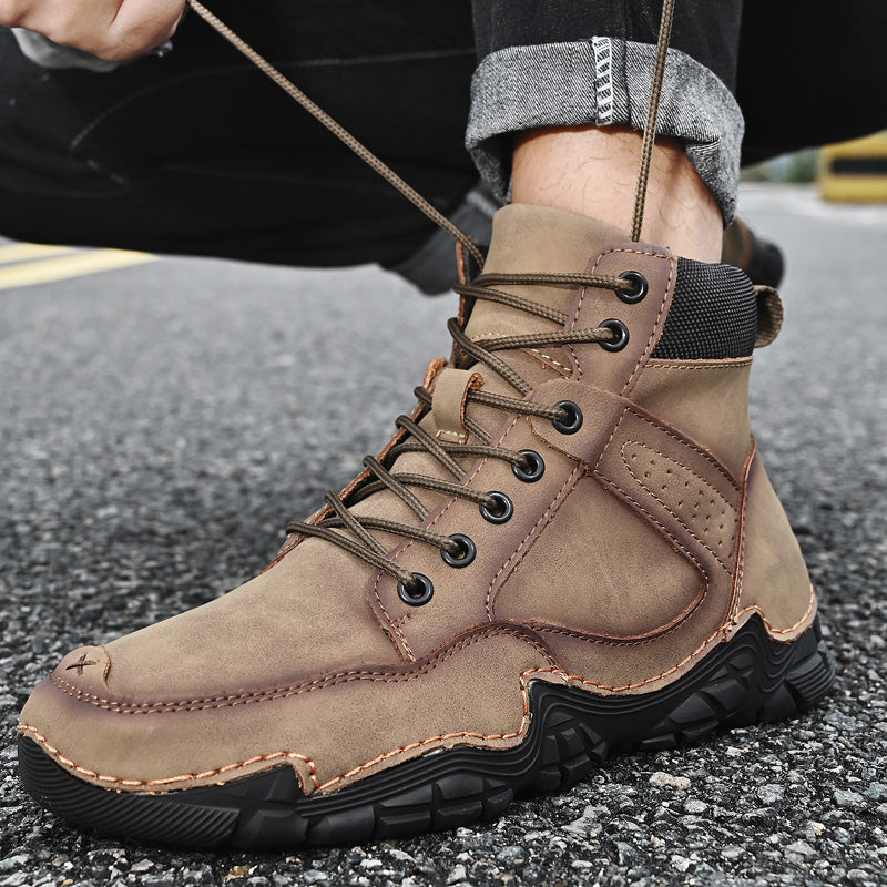 Autumn Winter Men Snow Boots Classic Casual Men's Ankle Boots Men's Leather Boots Outdoor Men Motorcycle Boots Warm Fur Boots Jason 8906