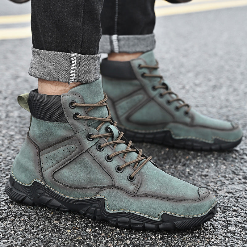 Autumn Winter Men Snow Boots Classic Casual Men's Ankle Boots Men's Leather Boots Outdoor Men Motorcycle Boots Warm Fur Boots Jason 8906