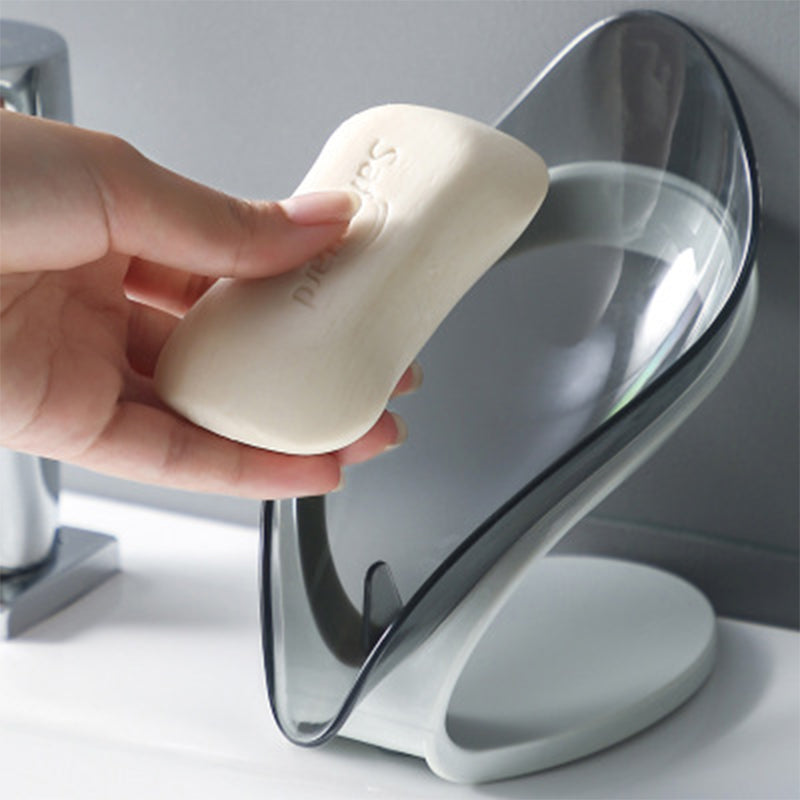 Interesting Bathroom Soap Holder Leaf Shape Soap Box Kitchen Dish Storage Box Non-slip Drain  Storage Case Container Bathroom