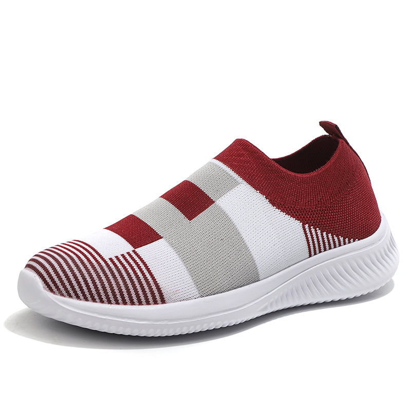 Plus Size Women Casual Splicing Breathable Knit Elastic Flat Sneakers summer G832