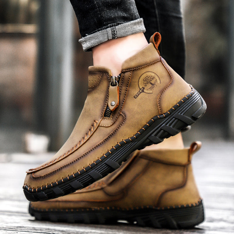 Hand Stitching wolverine Mens vintage Stylish Side Zipper comfort soft Microfiber Leather Casual Ankle Boots David 3005