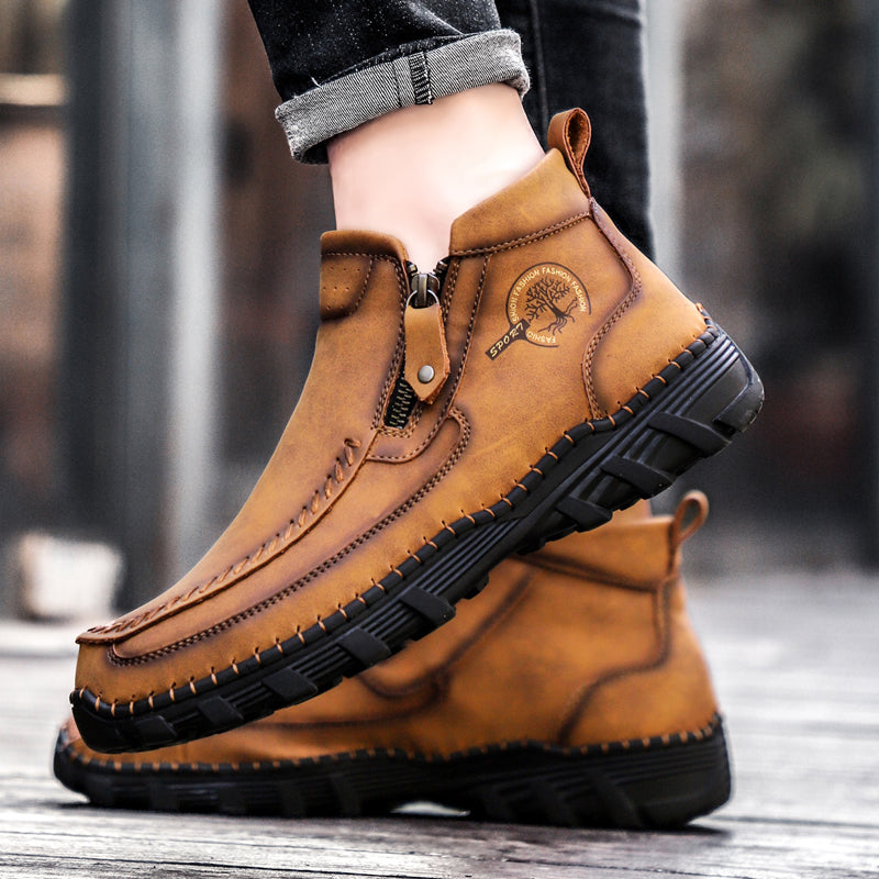 Hand Stitching wolverine Mens vintage Stylish Side Zipper comfort soft Microfiber Leather Casual Ankle Boots David 3005