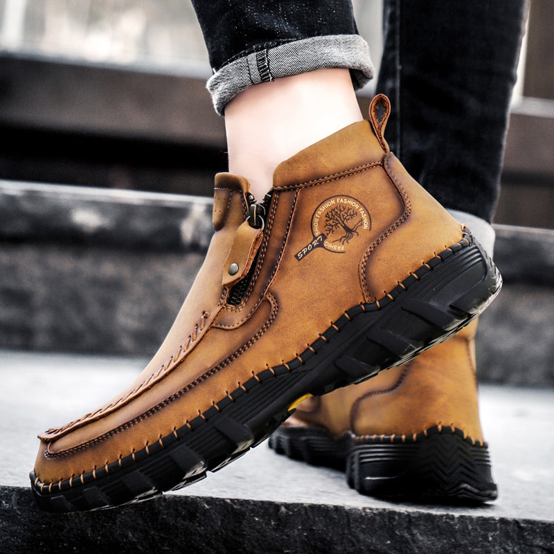 Hand Stitching wolverine Mens vintage Stylish Side Zipper comfort soft Microfiber Leather Casual Ankle Boots David 3005