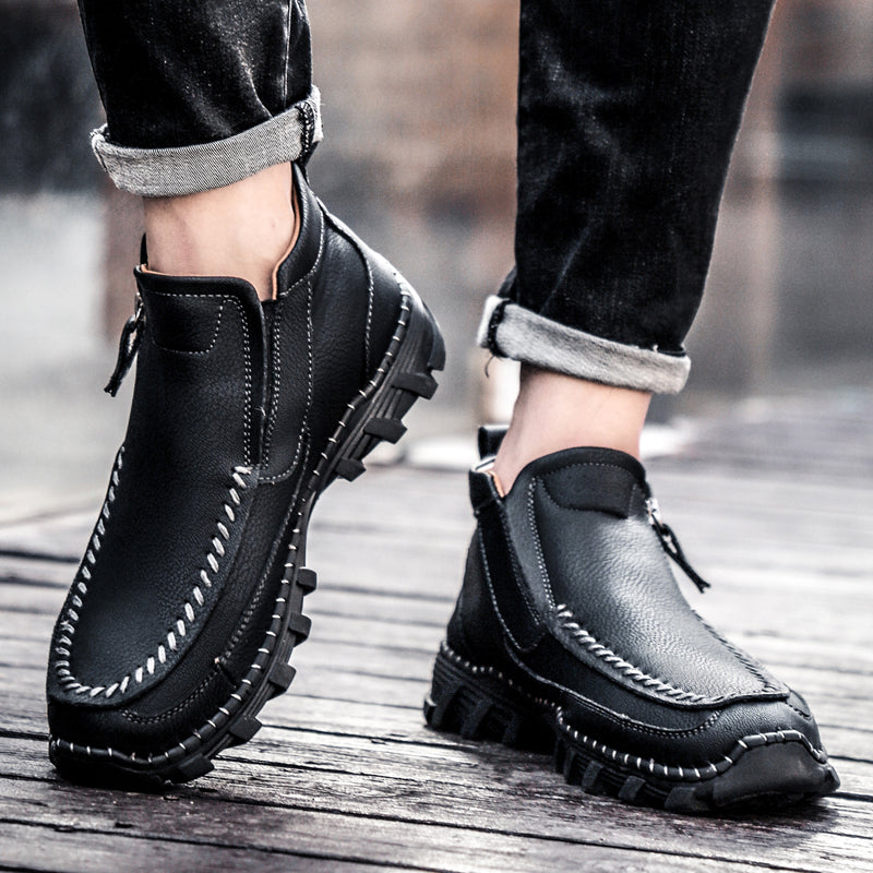 Hand Stitching wolverine Mens vintage Stylish Side Zipper comfort soft Microfiber Leather Casual Ankle Boots David 3005