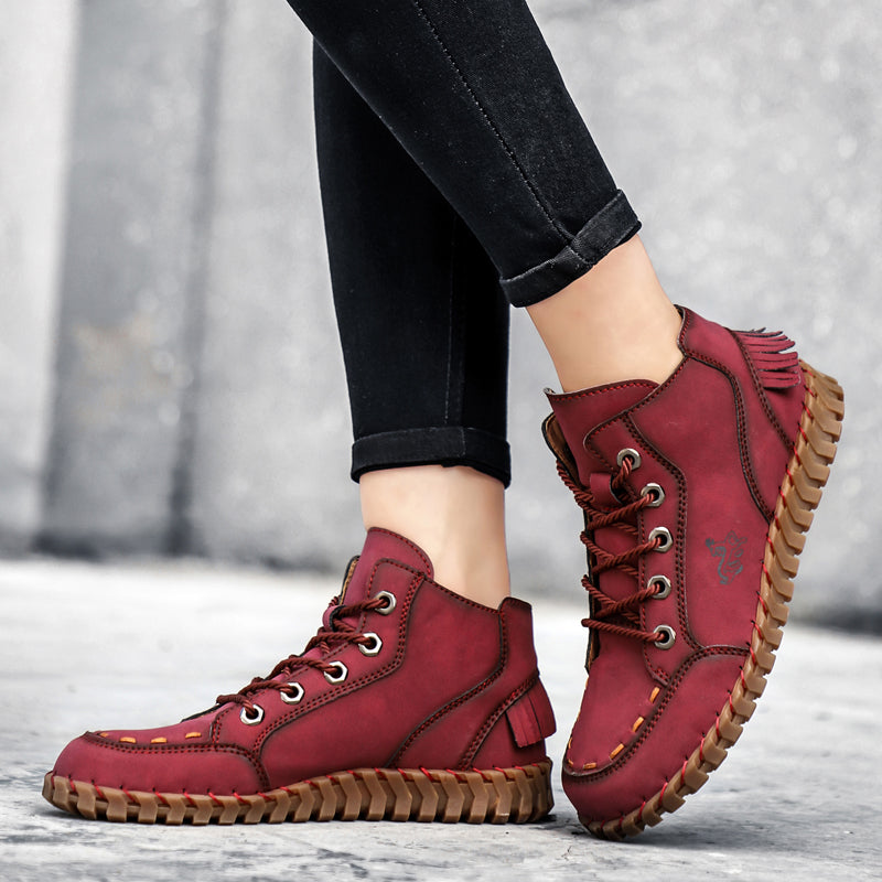 Hand Stitching New Female Ankle Boots  Women Shoes  Booties British Lace Retro Trend Women Naked Boots Rhonda 8802