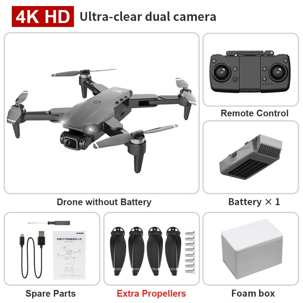 XKJ L900PRO GPS Drone 4K Dual HD Camera Professional Aerial Photography Brushless Motor Foldable Quadcopter RC Distance1200M