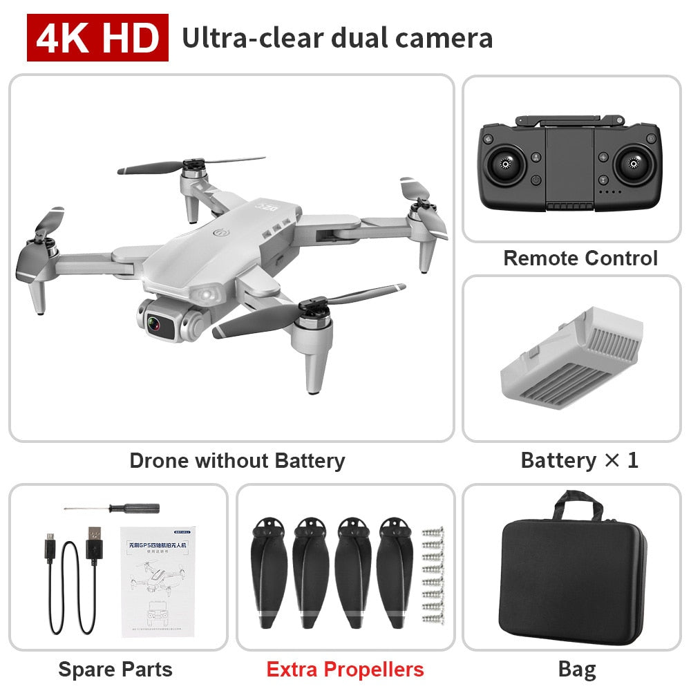 XKJ L900PRO GPS Drone 4K Dual HD Camera Professional Aerial Photography Brushless Motor Foldable Quadcopter RC Distance1200M